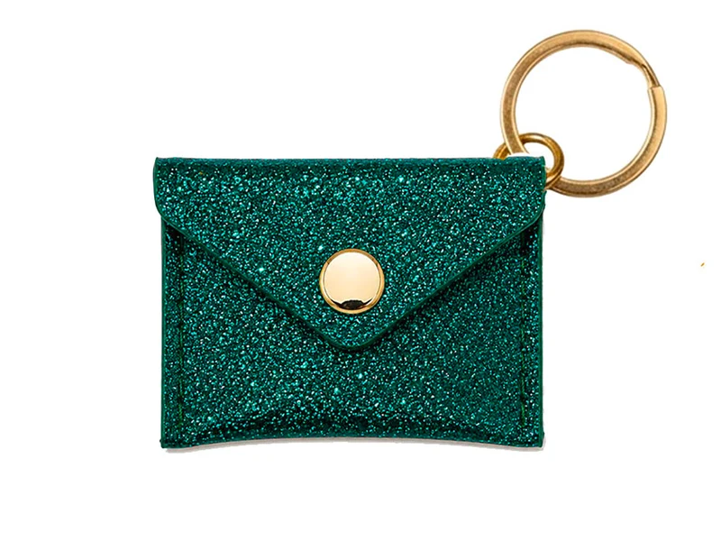 Porte-clés Mini Enveloppe en cuir - Vert émeraude