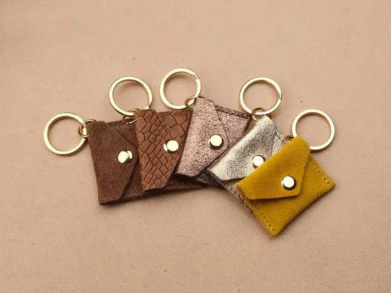 Porte-clés Mini Enveloppe en cuir - Bronze
