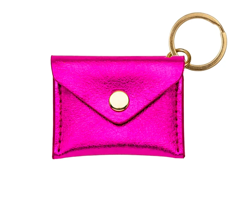 Porte-clés Mini Enveloppe en cuir - Rose fuschia