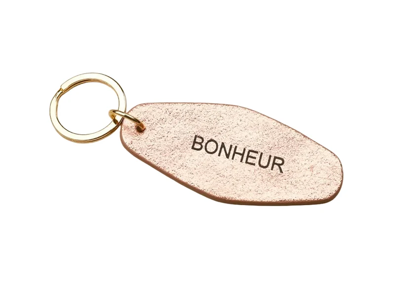 Porte-clés BONHEUR en cuir - Rose gold métallisé