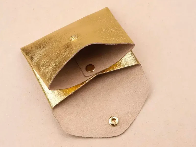Porte-monnaie Double Cuir - Doré