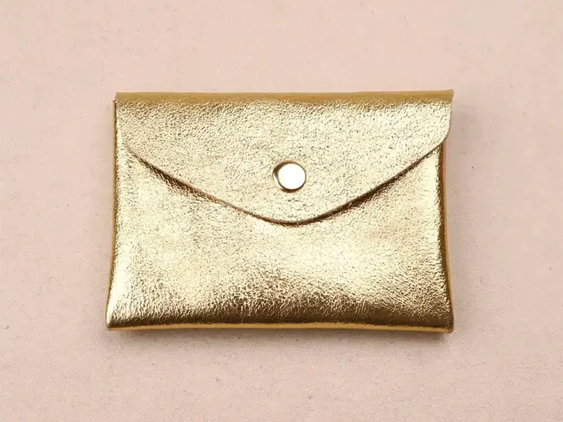 Porte-monnaie Double Cuir - Doré