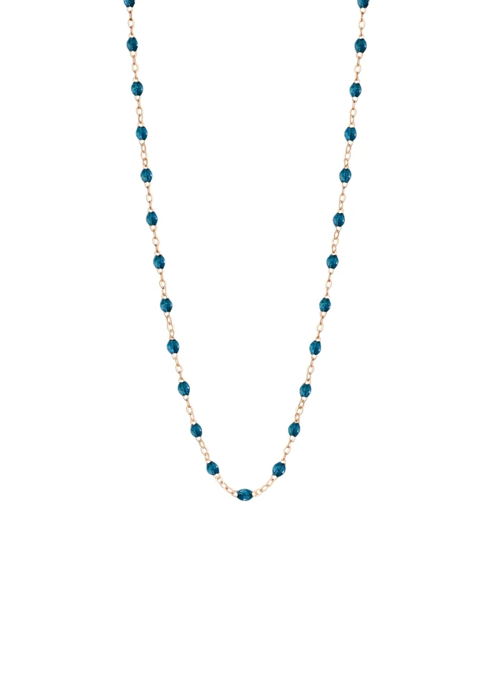 Collier Classique Gigi Or Rose Et Résines Jungle 42cm