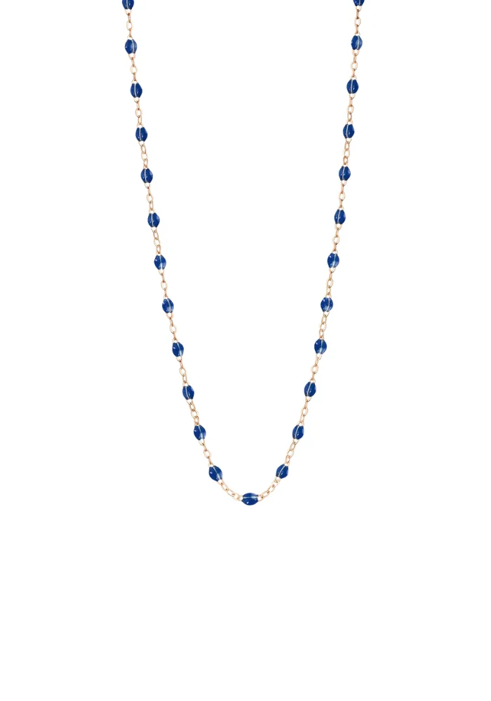 Collier Classique Gigi Or Rose Et Résines Prusse 42cm