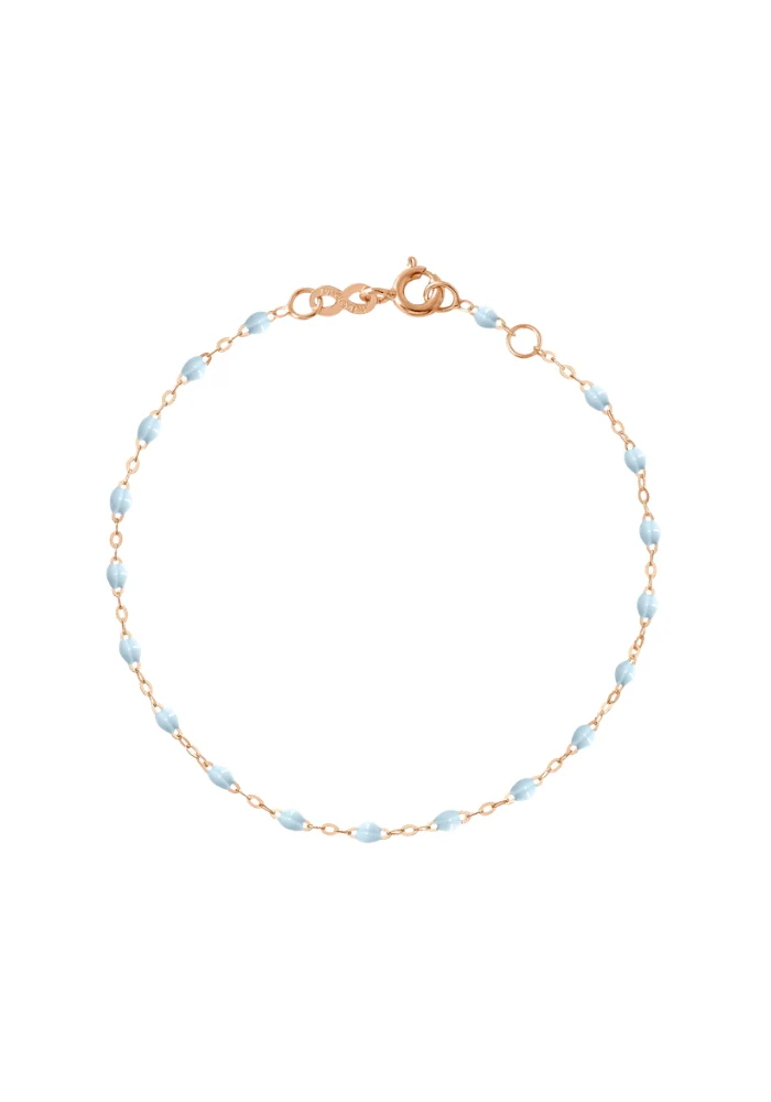 Bracelet Classique Gigi Or Rose Et Résines Bleu Layette 17cm