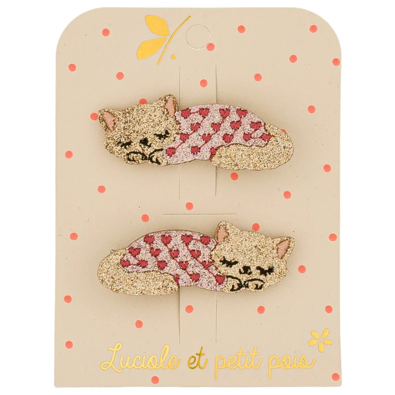 Barrettes Moka le chat - Luciole et Petit Pois