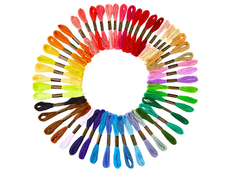 50 écheveaux de fils à broder en polycoton 1 mm - 50 couleurs