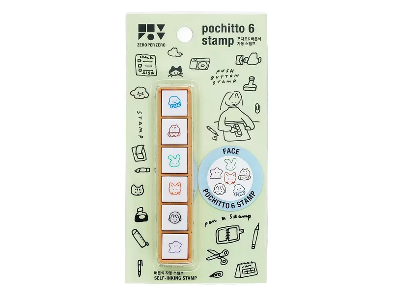 Set de 6 mini tampons encreurs - Pochitto Face - Zero per Zero