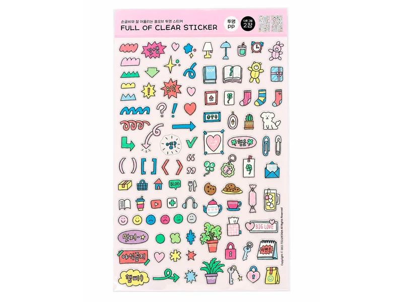 2 Planches de stickers transparents pastels