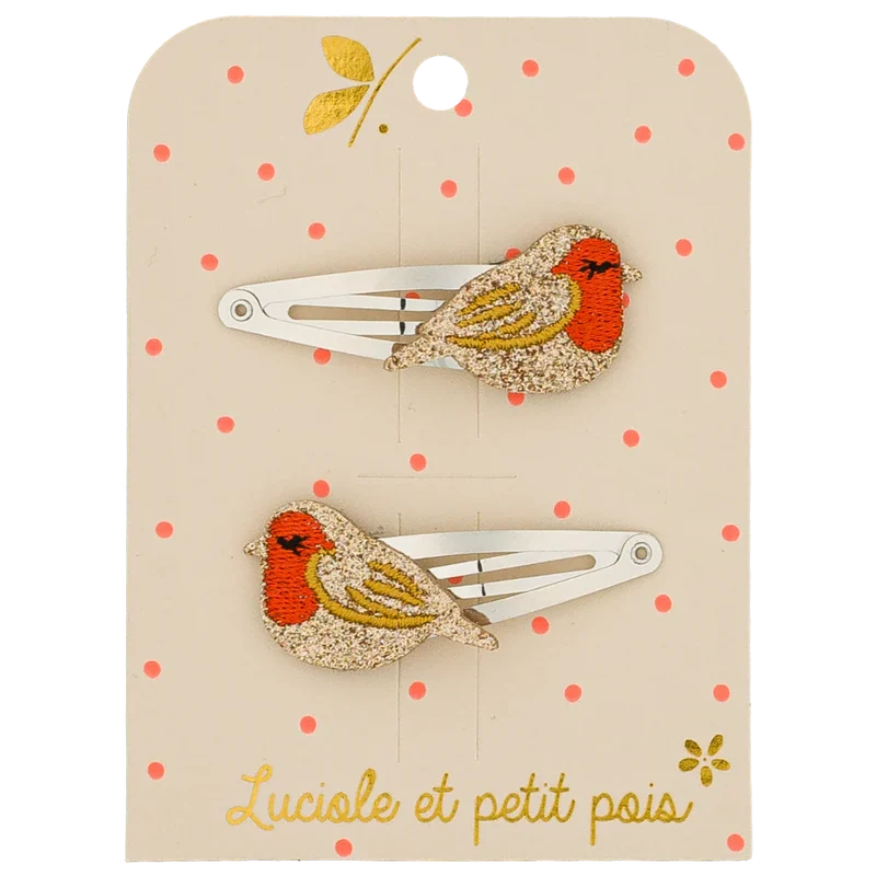 Barrettes Ruby le rouge-gorge (paire) | Luciole et Petit Pois