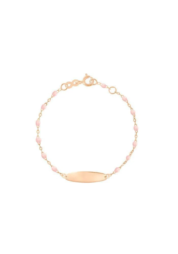 Bracelet Enfant Little Gigi Plaque Ovale Or Rose 13cm