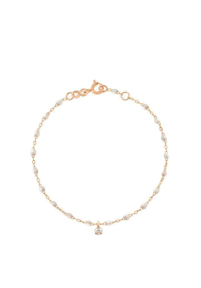 Bracelet Gigi Suprême Or Rose Diamant Et Résines Opale 17cm