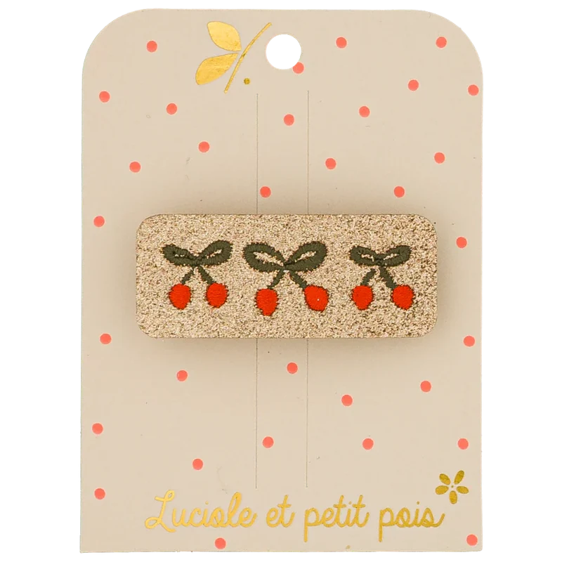 Barrette Cherry Twist cerises pailetées – Luciole et petit pois