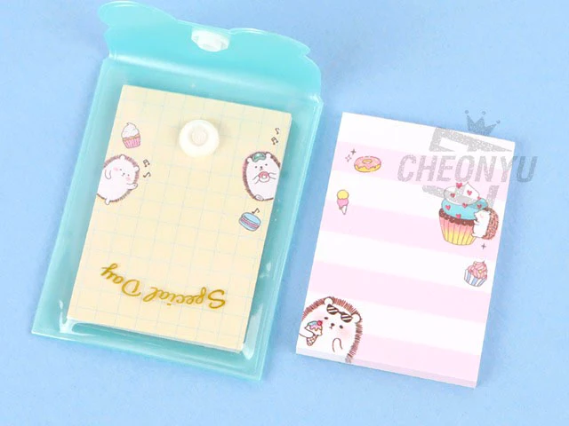 Lot de 2 Mini blocs mémo pochettes Twins - Rose et blanc