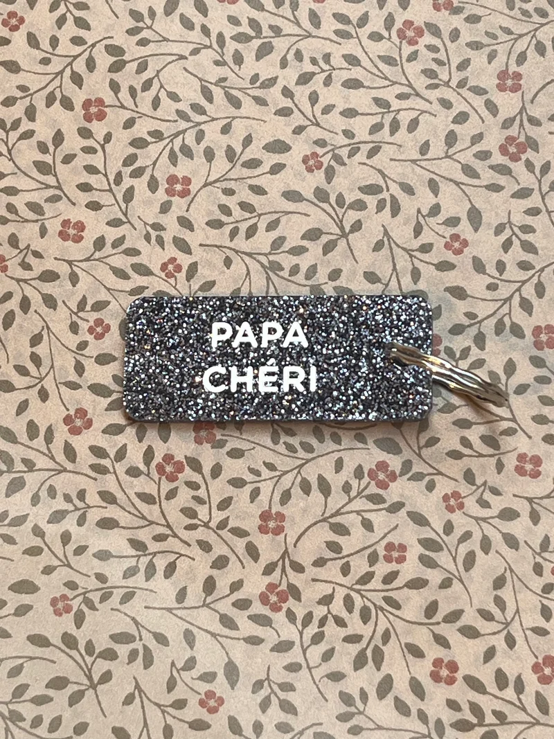 Porte-Clés Paillettes "Papa Chéri" Noir - Plus de Love