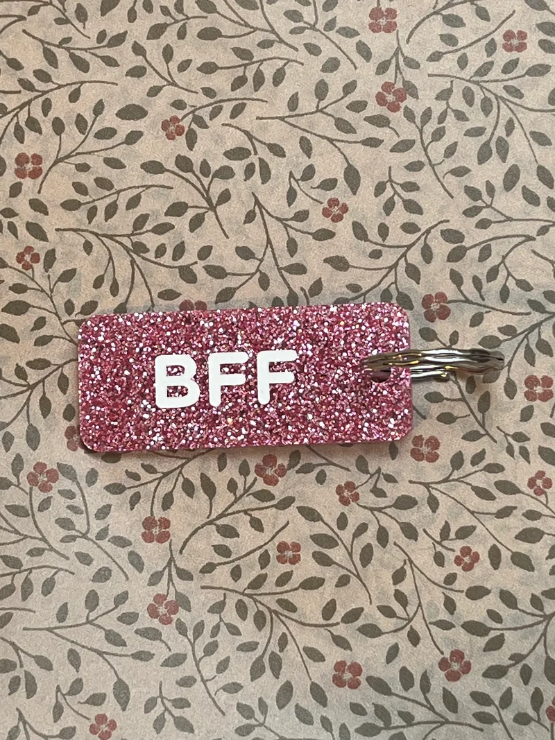 Porte-Clés Paillettes "BFF" Fuchsia - Plus de Love
