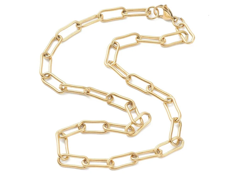 Collier chaîne trombone 45,2 cm - acier inoxydable 304 doré à l’or fin