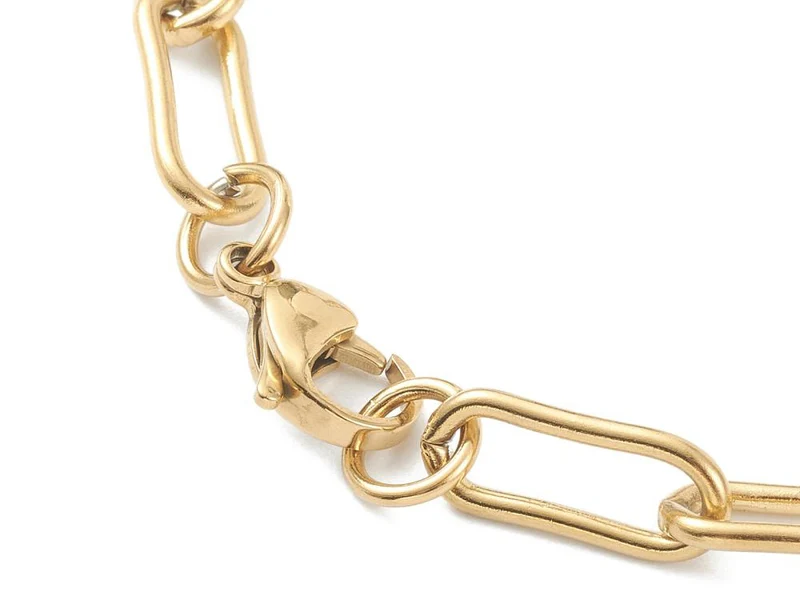 Collier chaîne trombone 45,2 cm - acier inoxydable 304 doré à l’or fin