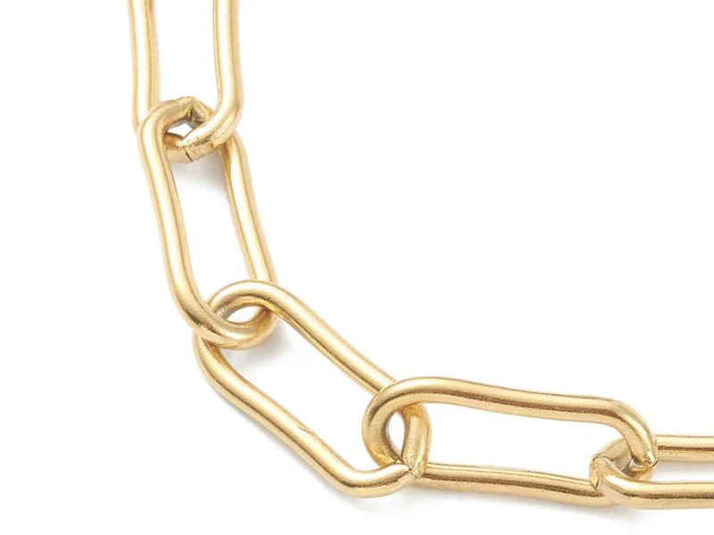 Collier chaîne trombone 45,2 cm - acier inoxydable 304 doré à l’or fin