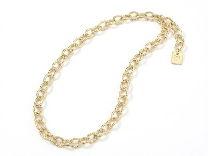 Collier chaîne câble médaille Good Luck 61,8 cm - laiton doré à l’or fin
