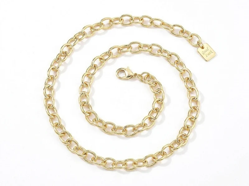 Collier chaîne câble médaille Good Luck 61,8 cm - laiton doré à l’or fin