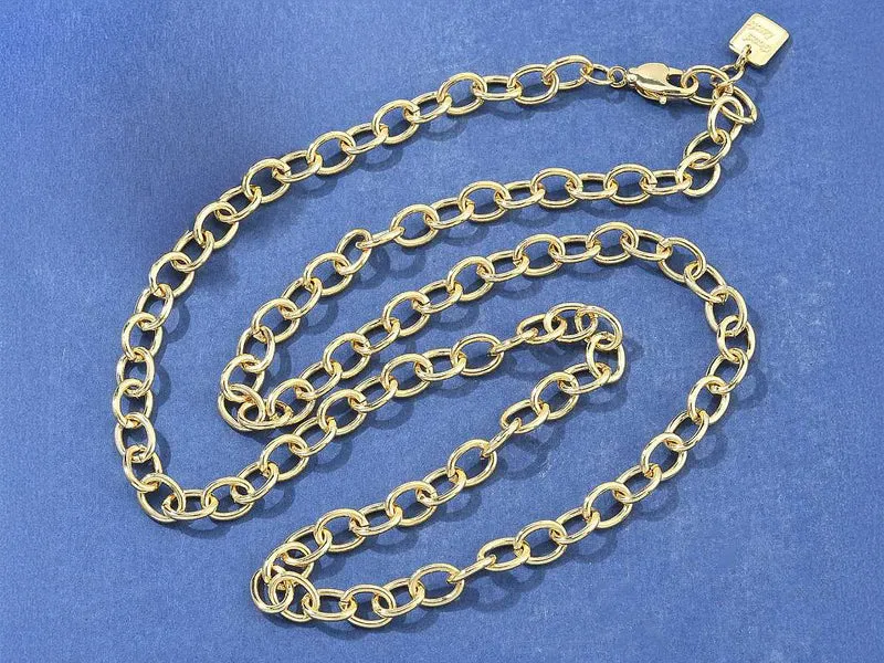Collier chaîne câble médaille Good Luck 61,8 cm - laiton doré à l’or fin