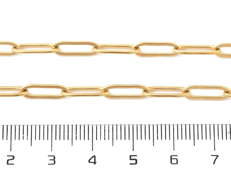 Collier chaîne trombone 41,5 cm - acier inoxydable 304 doré à l’or fin