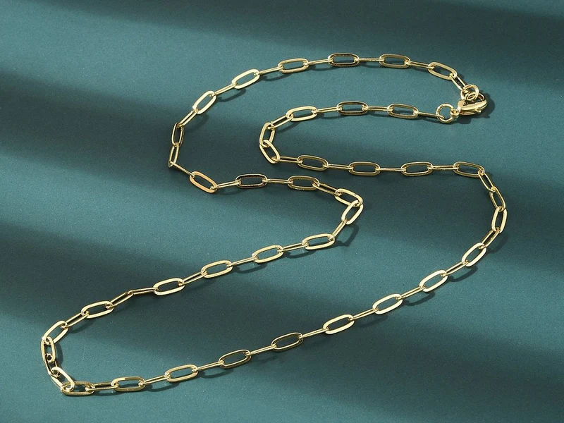 Collier chaîne trombone 44,5 cm - laiton doré à l’or fin