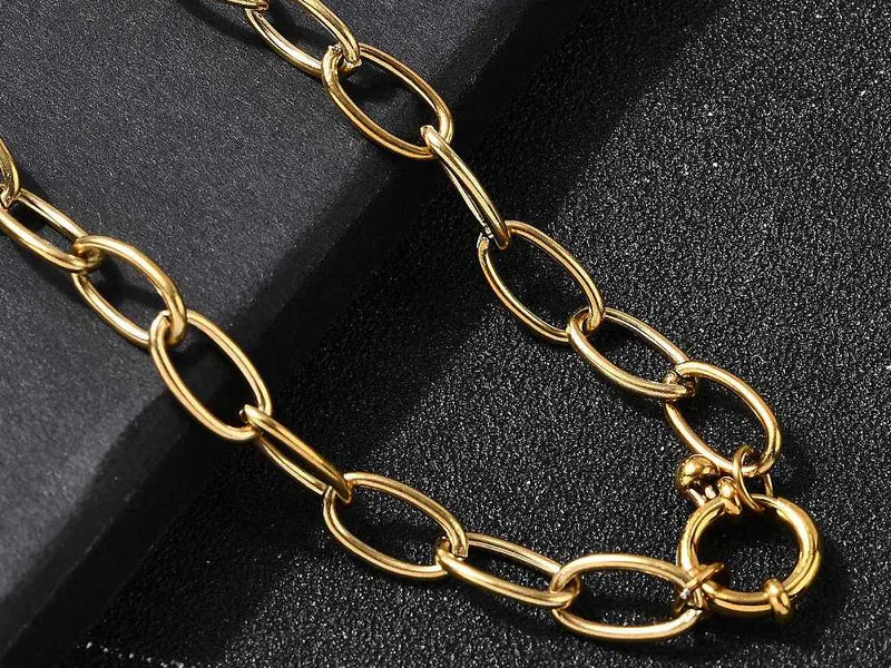 Collier chaîne câble 41,3 cm - acier inoxydable 304 doré à l’or fin