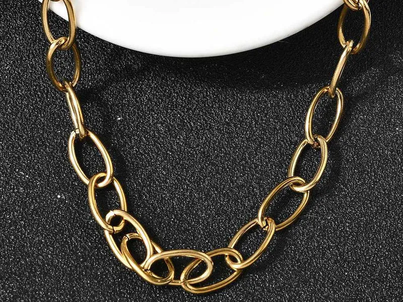 Collier chaîne câble 41,3 cm - acier inoxydable 304 doré à l’or fin