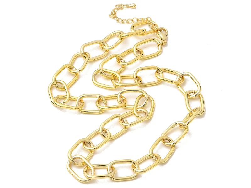 Collier chaîne câble 44 cm - laiton doré à l’or fin