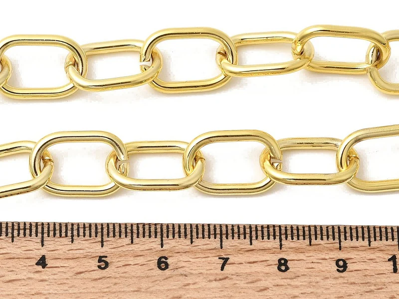 Collier chaîne câble 44 cm - laiton doré à l’or fin