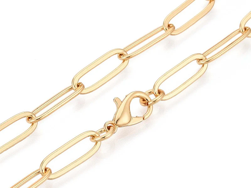 Collier chaîne trombone 45 cm - laiton doré à l’or fin