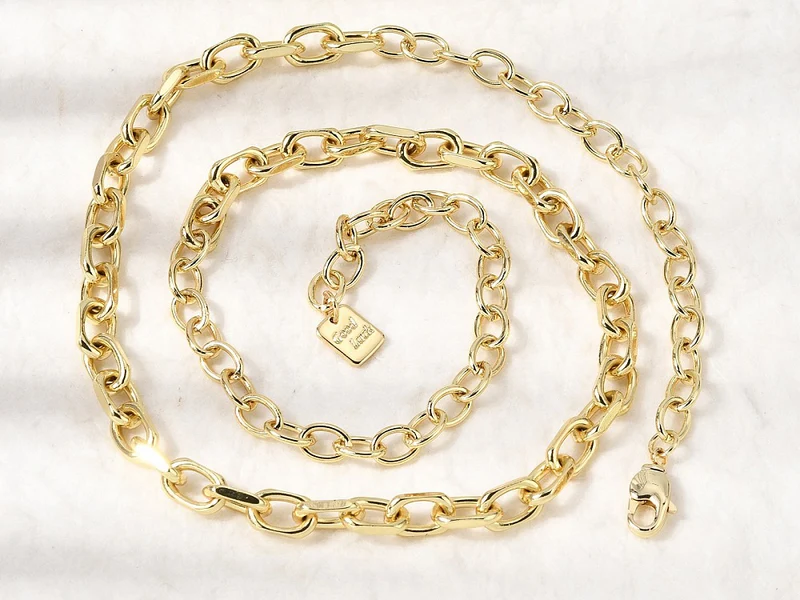 Collier chaîne câble 57,1 cm - laiton doré à l’or fin