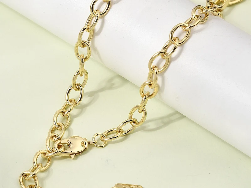 Collier chaîne câble 57,1 cm - laiton doré à l’or fin