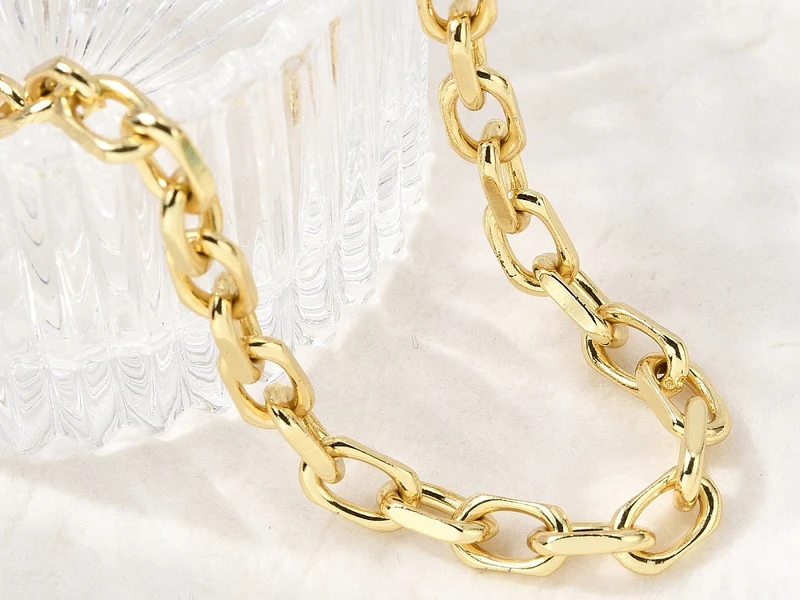 Collier chaîne câble 57,1 cm - laiton doré à l’or fin