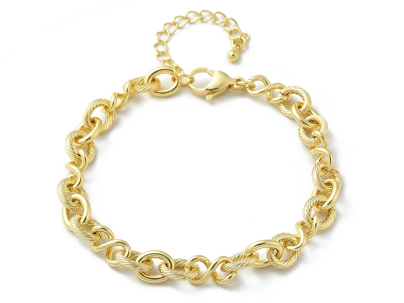 Bracelet chaîne maillons infini 20,6 cm - laiton doré à l’or fin