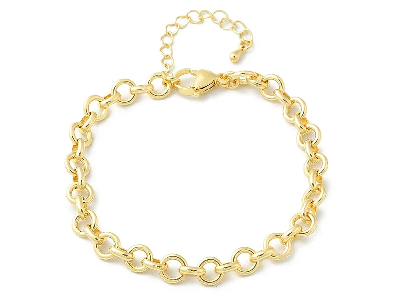 Bracelet chaîne maillons ronds 19,3 cm - laiton doré à l’or fin