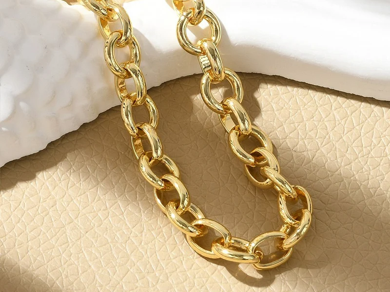 Bracelet chaîne maillons ronds 19,3 cm - laiton doré à l’or fin