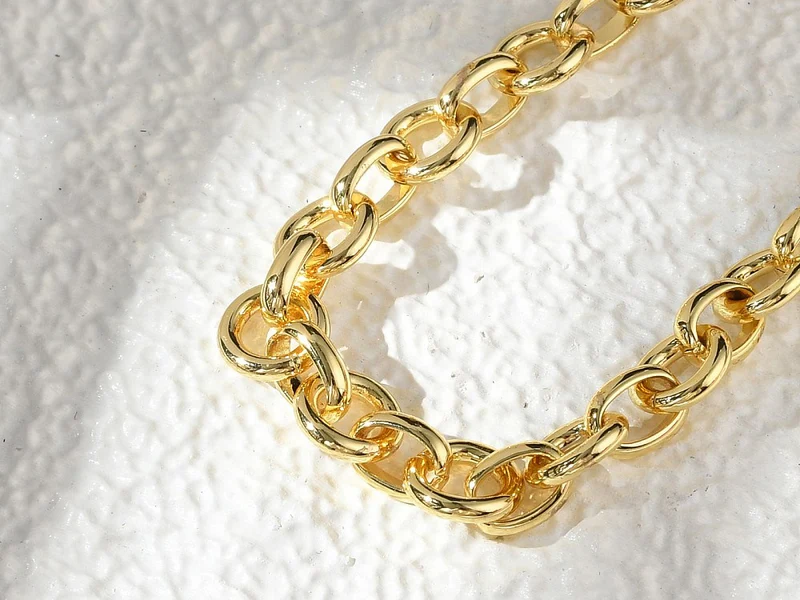 Bracelet chaîne maillons ronds 19,3 cm - laiton doré à l’or fin