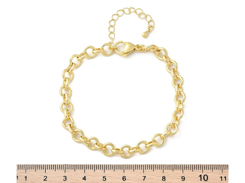 Bracelet chaîne maillons ronds 19,3 cm - laiton doré à l’or fin