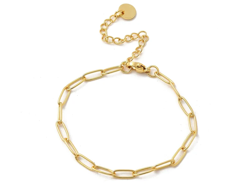Bracelet chaîne trombone 16,5 cm - laiton doré à l’or fin