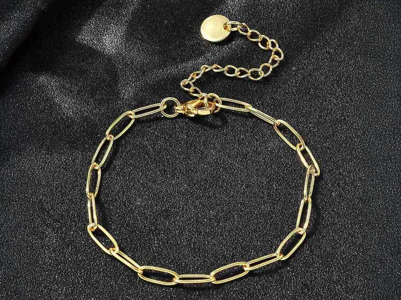 Bracelet chaîne trombone 16,5 cm - laiton doré à l’or fin