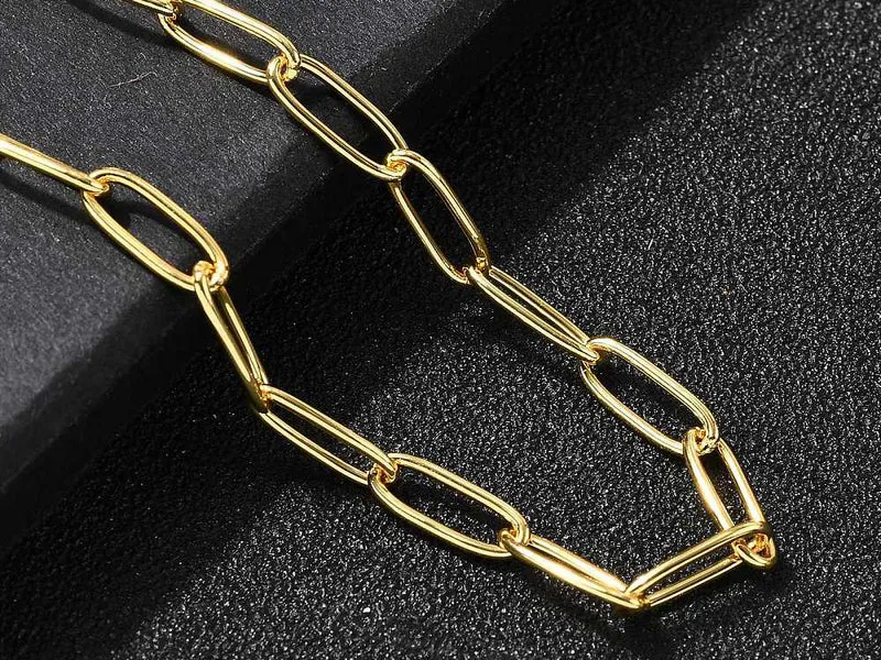 Bracelet chaîne trombone 16,5 cm - laiton doré à l’or fin