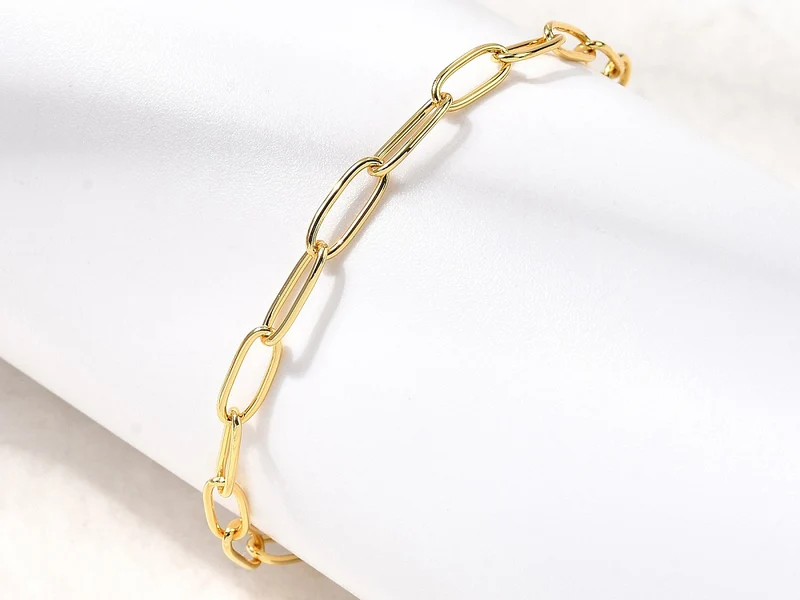 Bracelet chaîne trombone 16,5 cm - laiton doré à l’or fin
