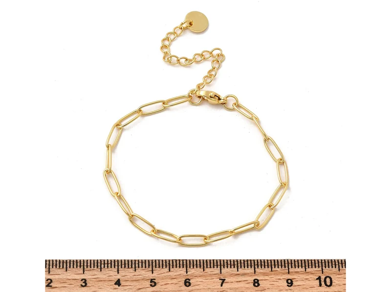 Bracelet chaîne trombone 16,5 cm - laiton doré à l’or fin