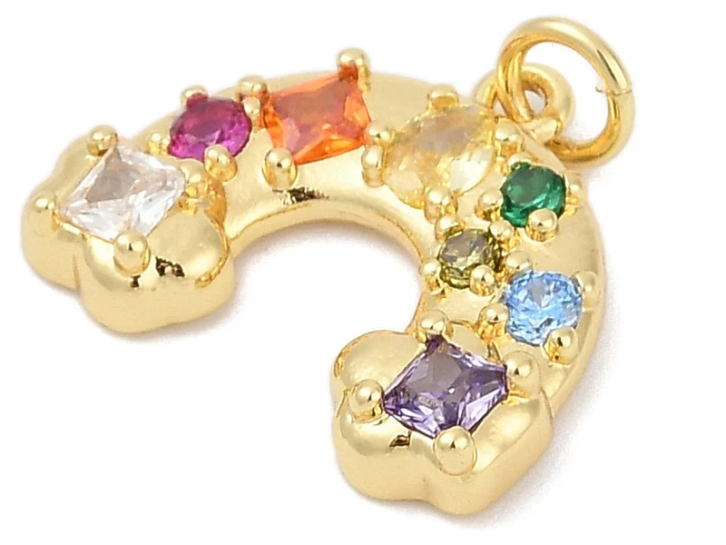 Breloque arc-en-ciel strass - laiton doré à l’or fin