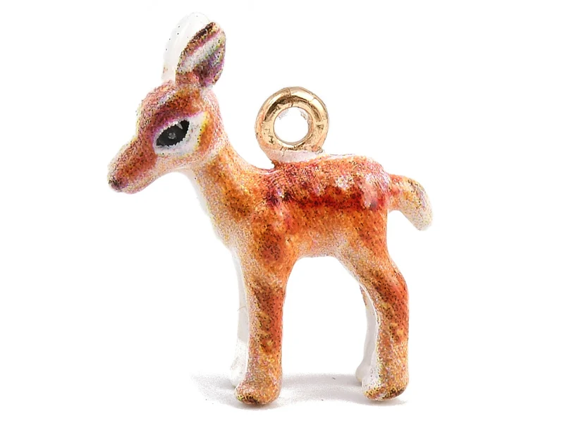 Breloque biche émaillée - doré