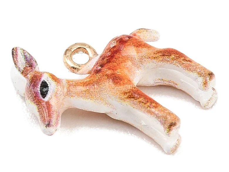 Breloque biche émaillée - doré