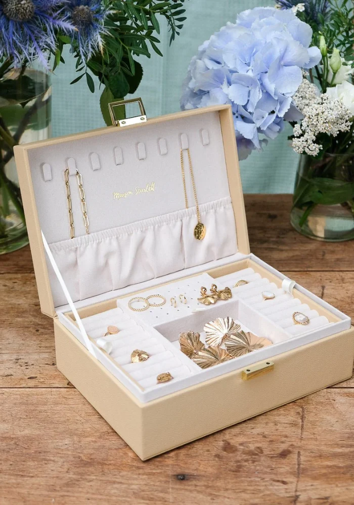 Boîte à Bijoux Louise Cuir Beige